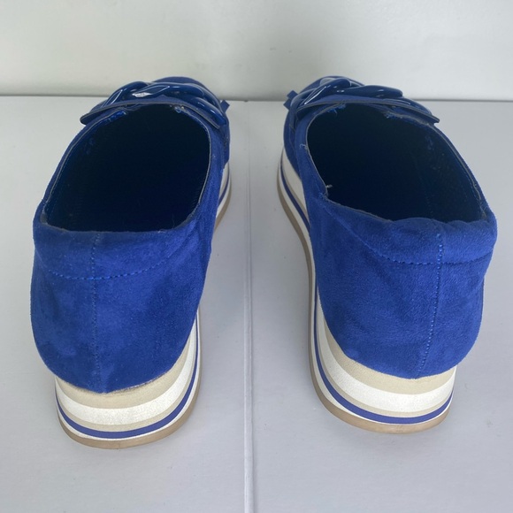 Crown & Ivy Agean Sea Blue Women's Platform Sneakers w Gold Hardware - Picture 6 of 7